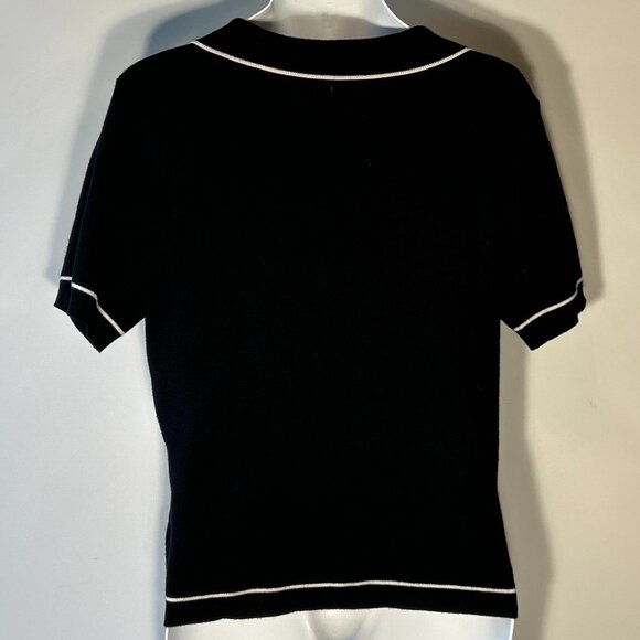 N New Day SZ L Black Viscose Polo Sweater Old Money Quiet Luxury Academia Staple - Picture 10 of 12